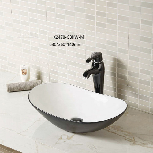 Envíe el tipo lavabo de cerámica del diseño de la encimera del multicolor del fregadero en el cuarto de baño
