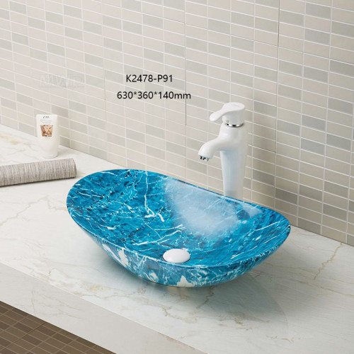 Ship type sink ceramic multi color countertop design wash basin in bathroom