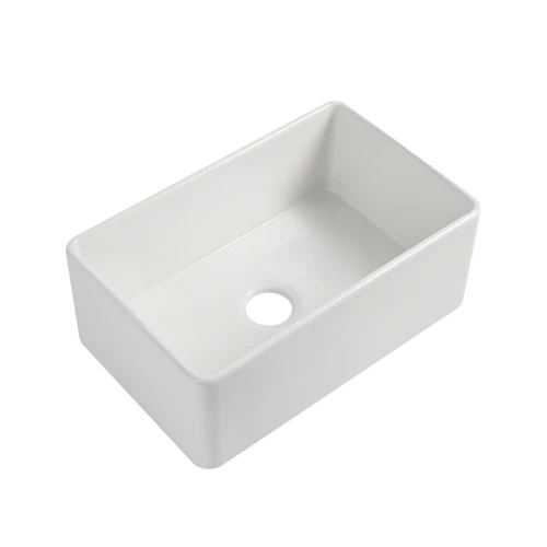 Delantal de casa de campo fregadero de cocina de cerámica de un solo tazón de arcilla refractaria reversible con colador