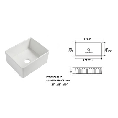Custom made sink single bowl deep ceramic undermount kitchen sink restaurant hotel