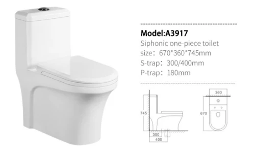 Inodoro de una pieza sifónico de cerámica del wc de las mercancías sanitarias de la venta al por mayor del fabricante de China