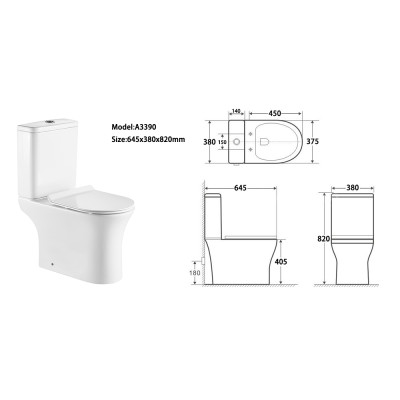 Cheaper western bathroom two piece washdown ceramic closestool toilet sanitary ware