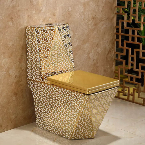 Inodoros de baño dorados con inodoro de diseño de diamantes de lujo de hotel árabe de buena calidad