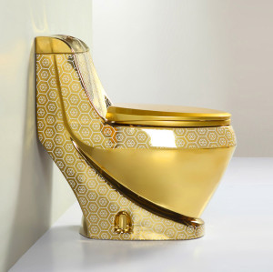 Европейский легкий моющийся унитаз с золотым гальваническим покрытием, туалеты для ванной комнаты