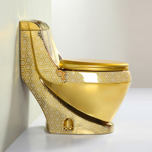Inodoro de baño electrochapado en oro de lavado de fácil limpieza europeo