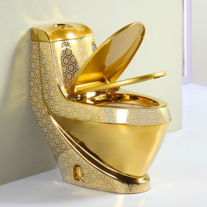 Европейский легкий моющийся унитаз с золотым гальваническим покрытием, туалеты для ванной комнаты