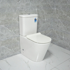 hygienic water closet powerful flush rimless ceramic two piece toilet for hotel