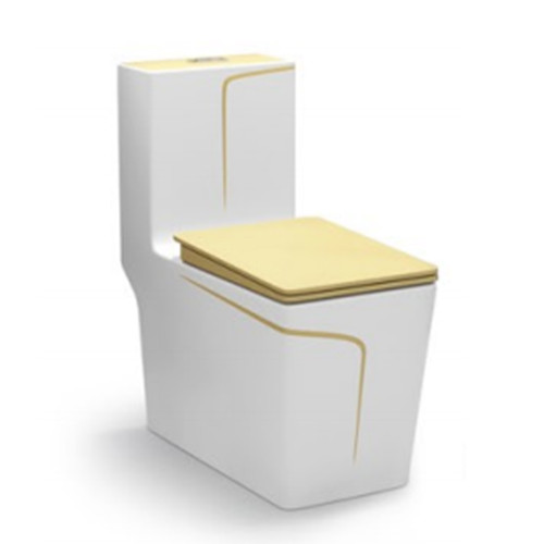 minimalistisches, farbenfrohes Liniendesign mit Siphonspülung aus Keramik, weiße, einteilige Toiletten