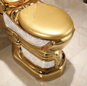 Королевский экстремальный гальванический золотой унитаз для отеля, цельный керамический унитаз, набор для ванной комнаты