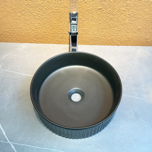 Custom Design Countertop Bathroom Round Above Counter Matt Black Ceramic Wash Basin