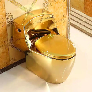 Electroplated s trap/p trap golden color water closet commode one piece gold toilet bowl