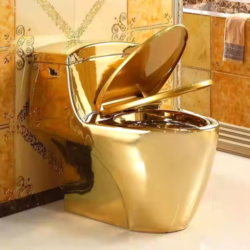 Inodoro galvanizado de una pieza del oro de la cómoda del armario de agua del color de la trampa s trap/p