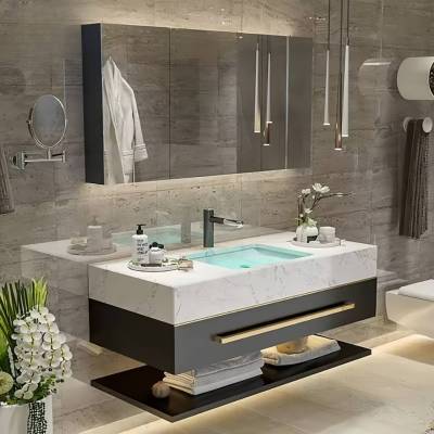 MWD Luxury Wooden  Bathroom Vanity Cabinet Furniture With Single and Double Sinks And Mirror Wash Basin For Hotel Bathroom