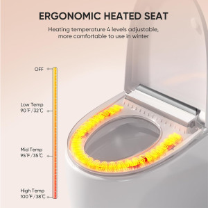 MWD One Piece Bidet Toilet with Fahrenheit LED Display Tankless Toilet smart toilet with bidet built in Foot Sensor Operation