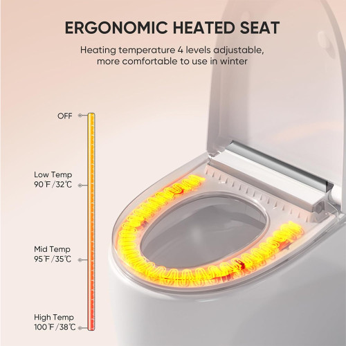 MWD One Piece Bidet Toilet with Fahrenheit LED Display Tankless Toilet smart toilet with bidet built in Foot Sensor Operation