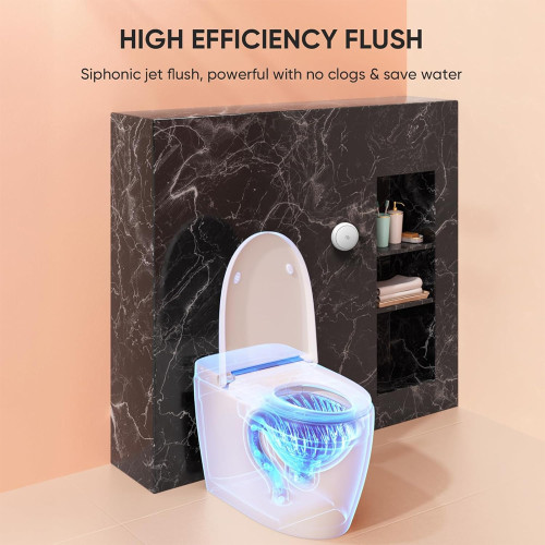 MWD One Piece Bidet Toilet with Fahrenheit LED Display Tankless Toilet smart toilet with bidet built in Foot Sensor Operation