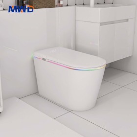 Modern Floor Mounted Ceramic Toilet with Siphon Flushing & Heated Seat – Advanced Features for Hotels & Contemporary Bathrooms