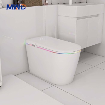 Modern Floor Mounted Ceramic Toilet with Siphon Flushing & Heated Seat – Advanced Features for Hotels & Contemporary Bathrooms