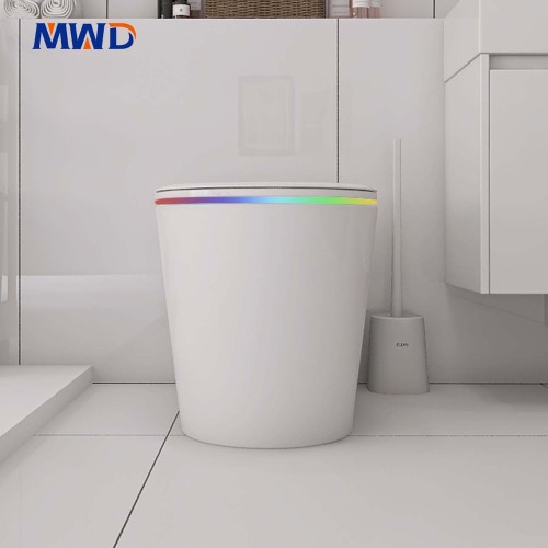 Inodoro de cerámica moderno de suelo con descarga por sifón y asiento calefactado: características avanzadas para hoteles y baños contemporáneos.