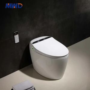 MWD-CERAMICS Умный цельный унитаз с подогревом сиденья, биде, сушилкой теплым воздухом и светодиодным дисплеем – Водонепроницаемый керамический унитаз IPX4