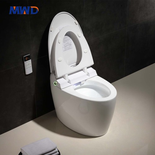 Inodoro inteligente de una pieza MWD-CERAMICS con asiento calefactado, bidé, secador de aire caliente y pantalla LED – Inodoro cerámico resistente al agua IPX4