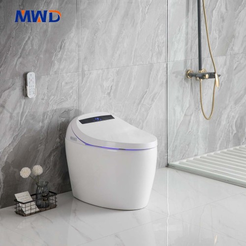 Inodoro inteligente de una pieza MWD-CERAMICS con bidé, asiento calefactado, control remoto y descarga automática | Descarga por sifón | Resistente al agua IPX4