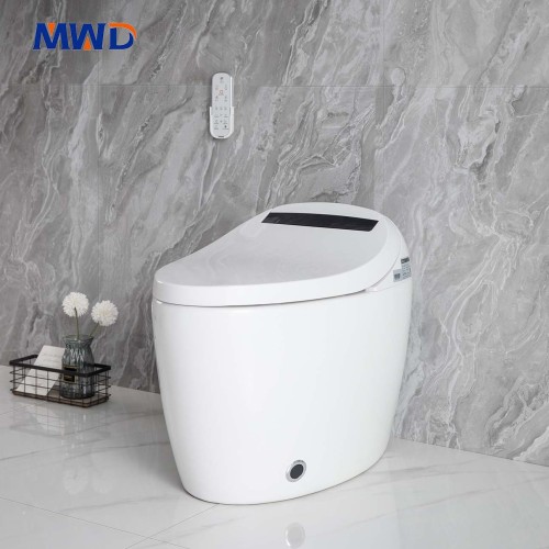 Inodoro inteligente de una pieza MWD-CERAMICS con bidé, asiento calefactado, control remoto y descarga automática | Descarga por sifón | Resistente al agua IPX4