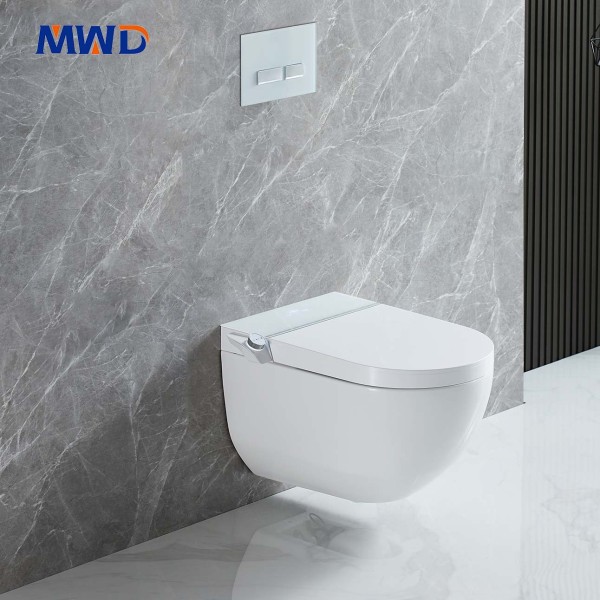 MWD-CERAMICS Smart One-Piece Wall-Hung Toilet | Heated Bidet Toilet with Adjustable Wash, Drying & Safety Features