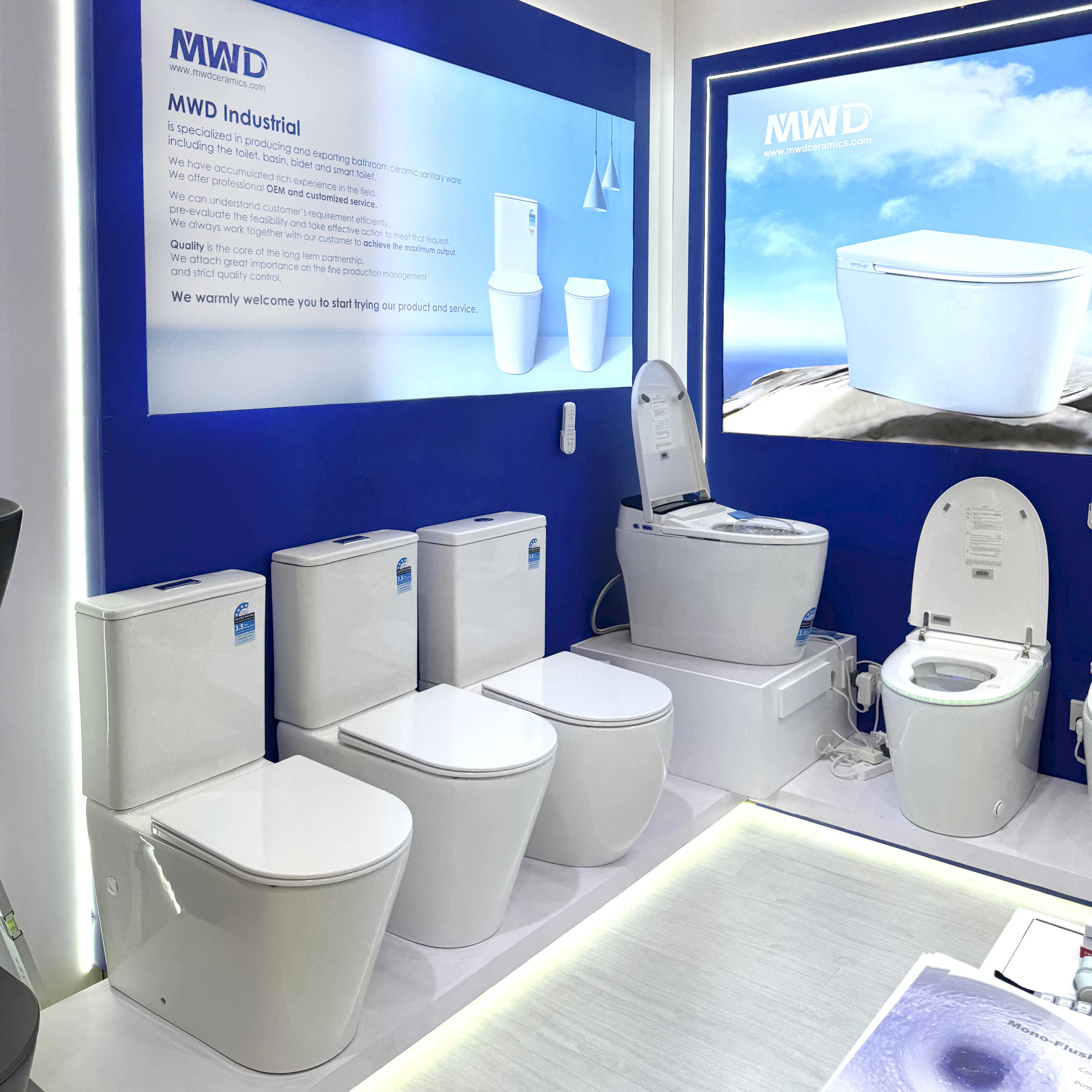 One-piece toilets