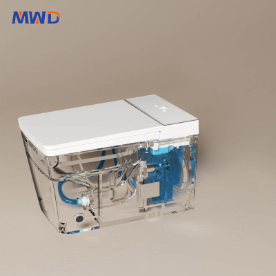 MWD STK102 Smart One-Piece Wall-Hung Toilet with Heated Seat & Built-in Bidet | Siphonic Flush | Remote & Knob Control | White