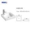 MWD Modern Square Above Counter Bathroom Sink – Compact White Vessel Basin for Vanity & Countertop | KH85139