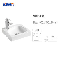 MWD Modern Square Above Counter Bathroom Sink – Compact White Vessel Basin for Vanity & Countertop | KH85139