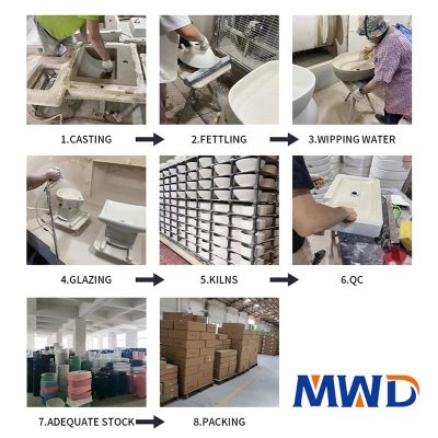 MWD Modern Ceramic Vessel Sink - Minimalist Countertop Basin for Bathroom Vanity, Easy Clean Geometric Design