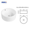 Modern Round White Ceramic Bathroom Sink – Table Top Counter Basin for Washroom and Vanity Use