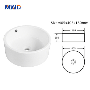 Modern Round White Ceramic Bathroom Sink – Table Top Counter Basin for Washroom and Vanity Use