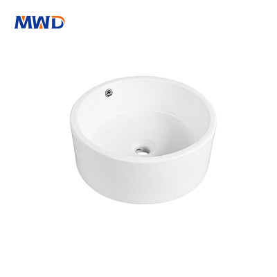 Modern Round White Ceramic Bathroom Sink – Table Top Counter Basin for Washroom and Vanity Use