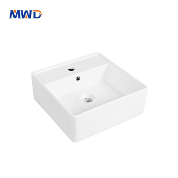 Contemporary Square White Ceramic Sink – Countertop Basin for Modern Bathroom Vanities