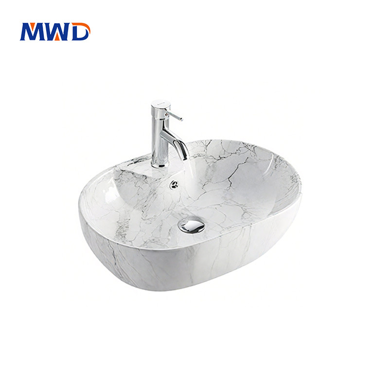 white marble pattern sink