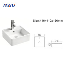 Contemporary Square White Ceramic Sink – Countertop Basin for Modern Bathroom Vanities