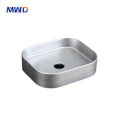 MWD Square Vessel Sink - Multi-Color Textured Ceramic Basin | Modern Countertop Bathroom Sink