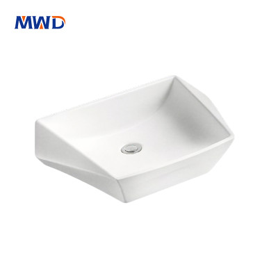 MWD Modern Ceramic Vessel Sink - Minimalist Countertop Basin for Bathroom Vanity, Easy Clean Geometric Design