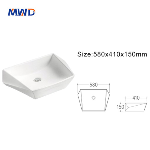 MWD Modern Ceramic Vessel Sink - Minimalist Countertop Basin for Bathroom Vanity, Easy Clean Geometric Design