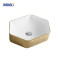 MWD Hexagon Ceramic Vessel Sink - Designer Bathroom Basin in Gold/Silver/Copper for Luxury Vanities