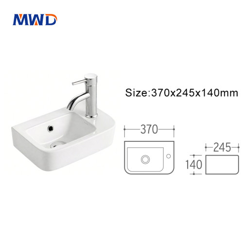Compact White Ceramic Wall-Hung Basin | 370x245x140mm | Space-Saving Bathroom Sink by MWD
