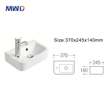 Compact White Ceramic Wall-Hung Basin | 370x245x140mm | Space-Saving Bathroom Sink by MWD