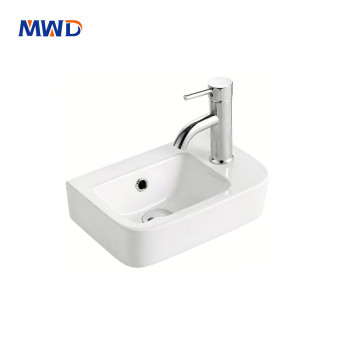 Compact White Ceramic Wall-Hung Basin | 370x245x140mm | Space-Saving Bathroom Sink by MWD
