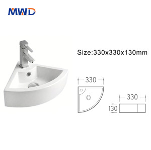 MWD Modern Ceramic Corner Sink for Small Bathrooms – Space-Saving Wall-Hung Basin with Glossy Finish, Easy to Clean & Durable