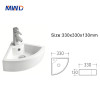 MWD Modern Ceramic Corner Sink for Small Bathrooms – Space-Saving Wall-Hung Basin with Glossy Finish, Easy to Clean & Durable
