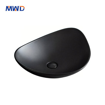 MWD Black Asymmetrical Vessel Sink | Handcrafted Art Basin for Modern Vanity & Luxury Bathrooms