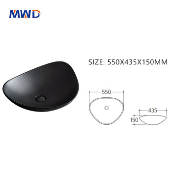 MWD Black Asymmetrical Vessel Sink | Handcrafted Art Basin for Modern Vanity & Luxury Bathrooms